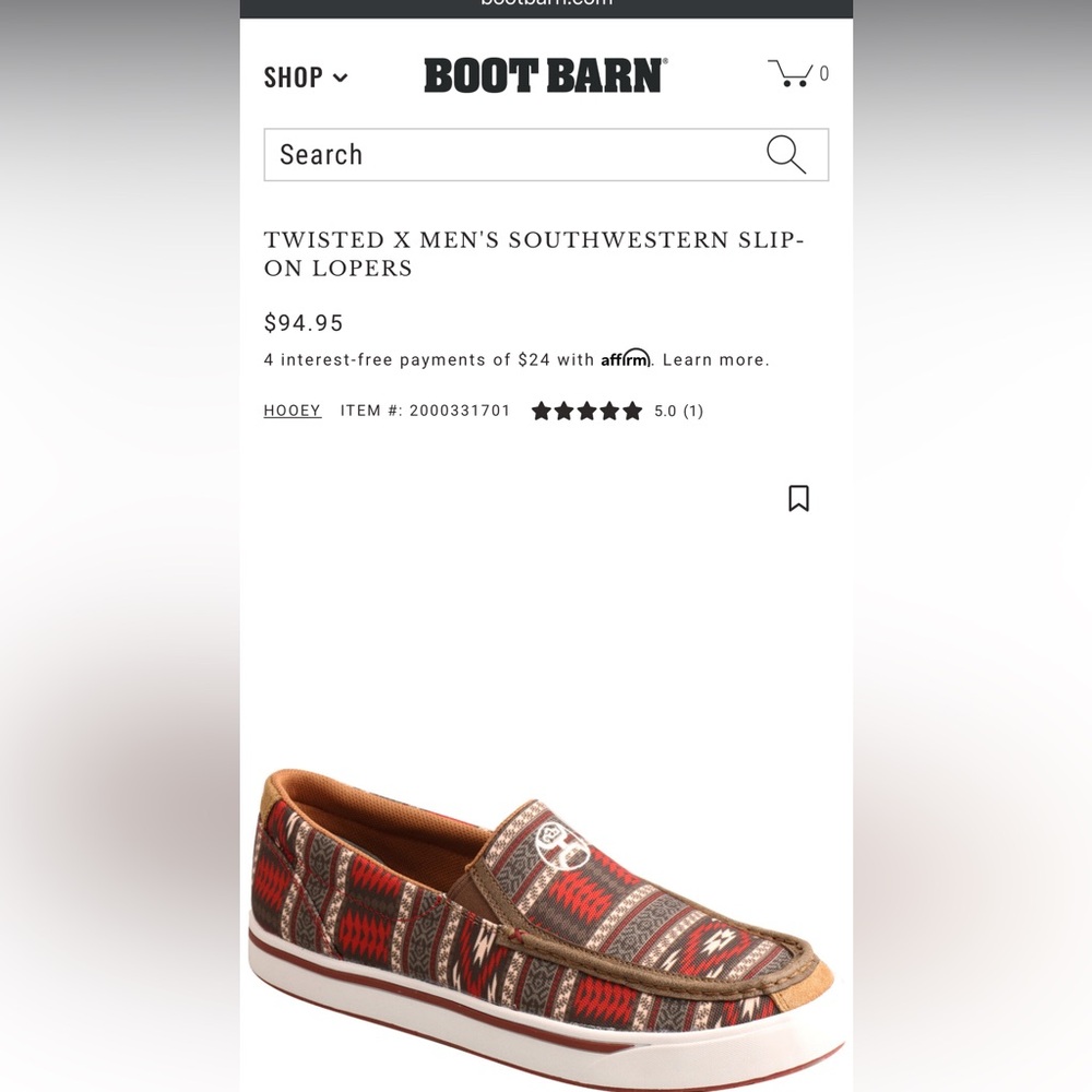 Hooey X Twisted X Southwestern Slip On Shoes, Men’s 10 - Picture 11 of 11